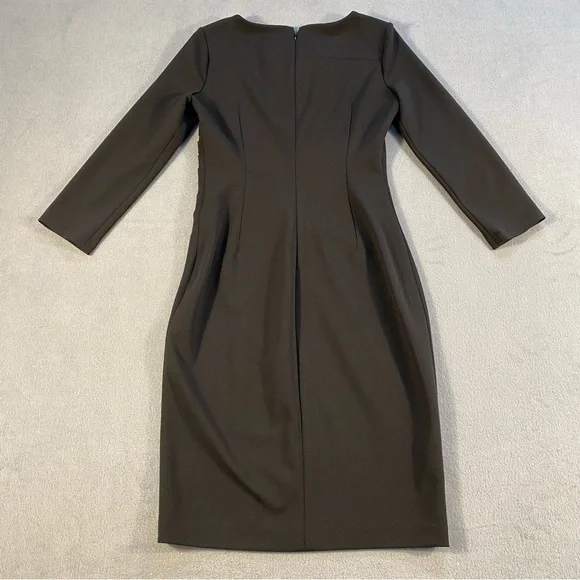 Calvin Klein Women’s Black 3/4 Sleeve  Stretch Sheath Dress, back zipper, size 2 - Picture 3 of 11
